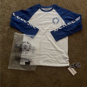 Chrome Hearts Blue and White Long Sleeve Tee
